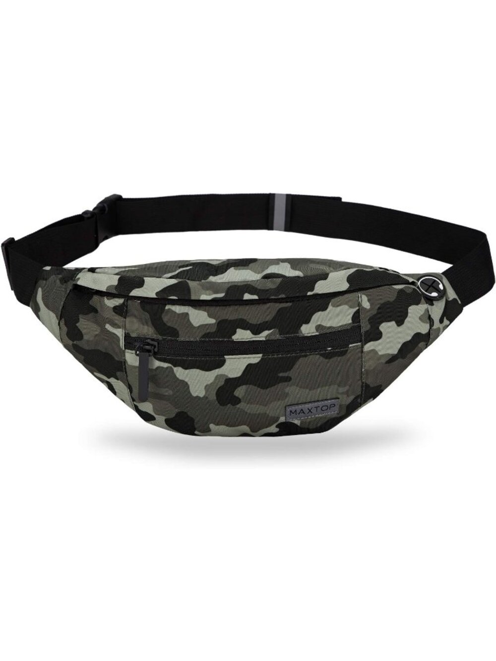 Men's Camo Green Large Crossbody Fanny Pack With 4-Zip Belt Bag Waist Pack